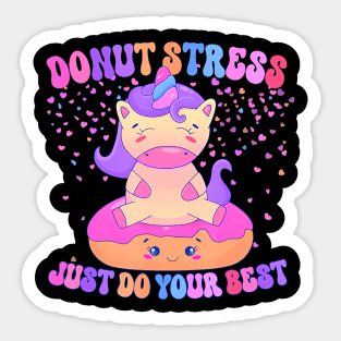 Don't Stress Best Testing Day Donut Unicorn Sticker